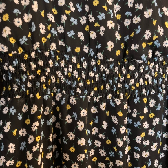 NWT Popsugar Dress Long, Sheer Sleeves, Ditsy Floral, Smocked Waist Size XXL - Picture 8 of 10